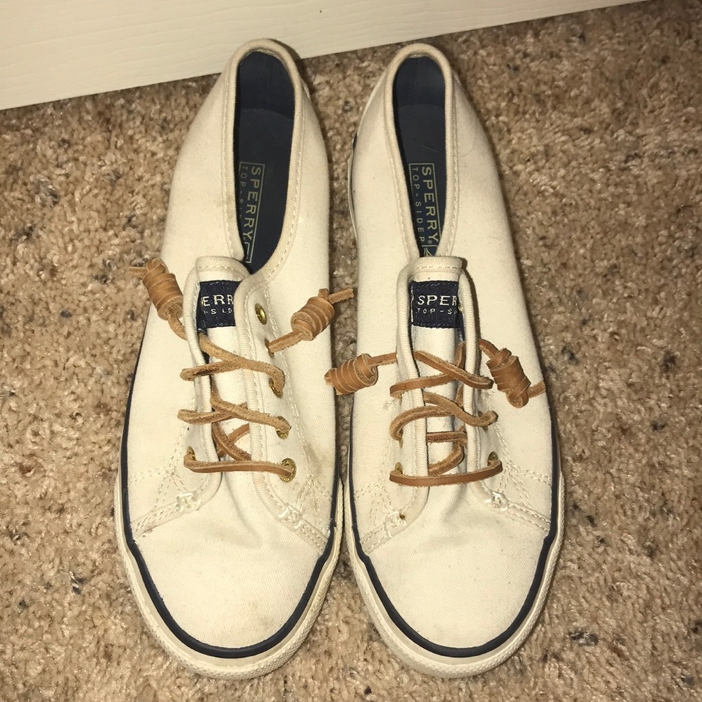 Light worn cream sperrys